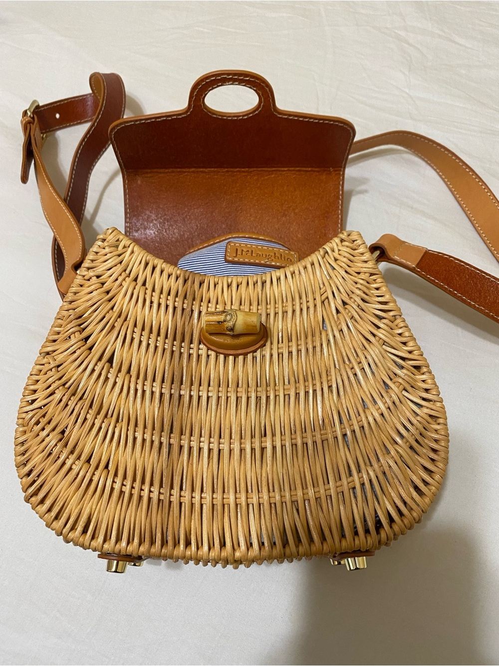 J. McLaughlin Leather and Woven Saddle crossbody Bag Size 3x7x8 - Picture 12 of 15